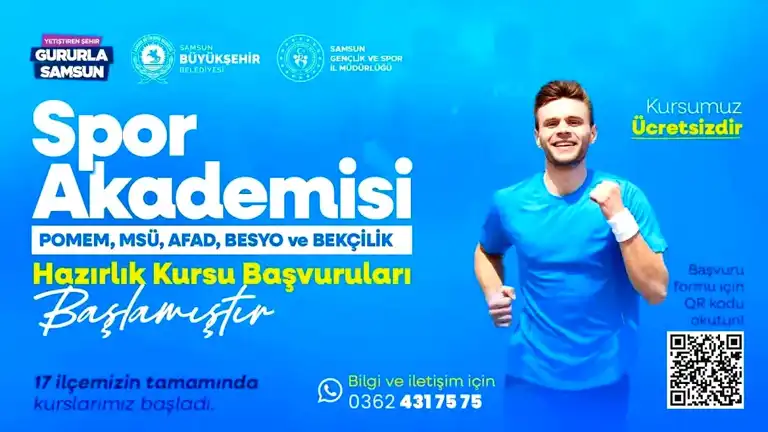 Samsun'da Gençlere Ücretsiz Spor Akademisi Kursu!